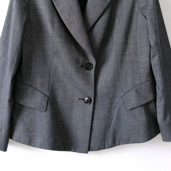 Lafayette 148 New York Gray Peak Lapel Single Breasted Two Button Blazer Sz 12 - Picture 3 of 7